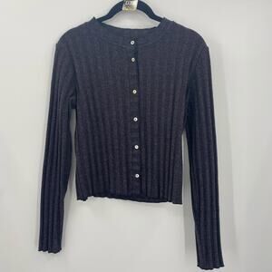 Zara Cropped Button Down Gray Sweater Size Large NWOT